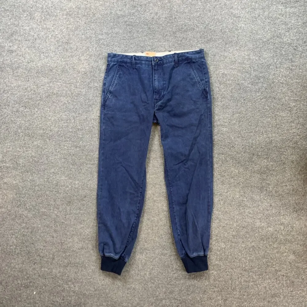 Levis Chino Joggers Mens 34 Blue Regular Fit Tapered Leg Ribbed Cuff Denim